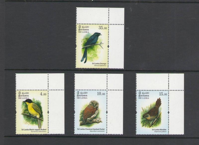 SRI LANKA: NEW ISSUE  /  **Beautiful B I R D S**/ Set of 4 & SS/ MNH--2 IMAGES. 