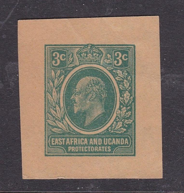 East Africa and Uganda 3c Edward VII Postal Stationary Cutout VGC