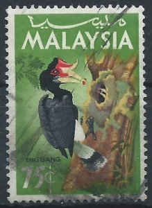 Malaysia 1965 - 75c Hornbill - SG23 used