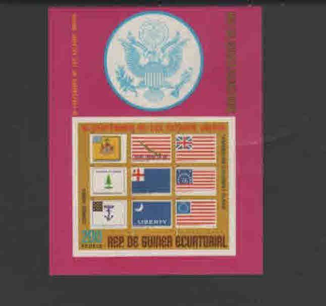 EQUITORIAL GUINEA 1975  AMERICAN BICENTENNIAL MINT  VF NH O.G  S/S IMP. (EQ20  )