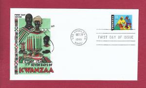 1999 33c KWANZAA #3368, FDC, Farnam