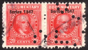 1947, US 20c, Documentary, Used pair, Sc R468