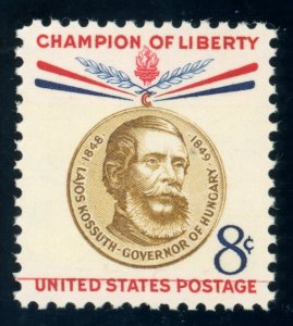 US Stamp #1118 Champion of Liberty 8c - PSE Cert VF-XF 85 - MNH - Rare Ink Flaw