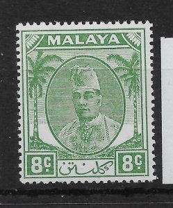 MALAYA KELANTAN SG68 1952 8c GREEN MTD MINT