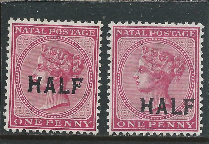 NATAL 1895 HALF on 1d ROSE SHORT LEFT LIMB UNLISTED BY SG MM SG 125var