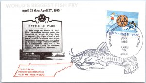 US SPECIAL POSTMARK EVENT COVER WORLD'S BIGGEST FISH FRY AT PARIS TENNESSEE 1985