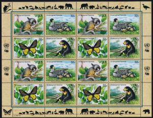 United Nations - New York 733a sheet MNH Butterfly, Sun Bear, Hawaiian Goose