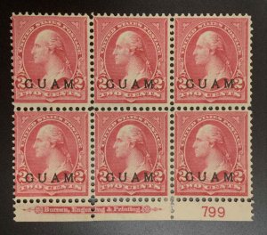 US STAMPS GUAM #2 PLATE BLOCK UNUSED CAT. $300 LOT #97520