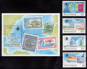 BAHAMAS 1989 World Stamp Expo; Scott 683-87, SG 865-69; MNH