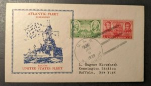 1939 USS Williamson Atlantic Fleet Cachet Navy Cover to Buffalo, NY