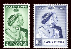 Cayman Islands 1948 KGVI Silver Wedding set complete MLH. SG 129-130. Sc 116-117