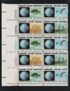 ALLY'S US Plate Block Scott #1410-3 6c Anti-Pollution [10] MNH F/VF [W-36a]