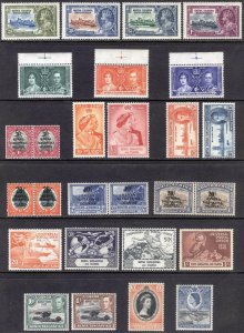 KUT 1935-54 Commemoratives SG 124-166 Scott 42-102 VLMM/MVLH Cat £94($115)