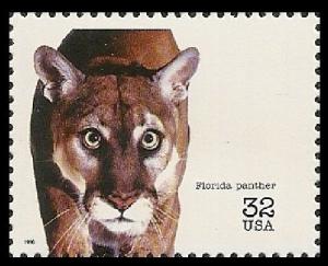 US 3105m Endangered Species Florida Panther 32c single MNH 1996