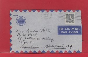 15c Airmail single use to Austria 1960 Canada cover