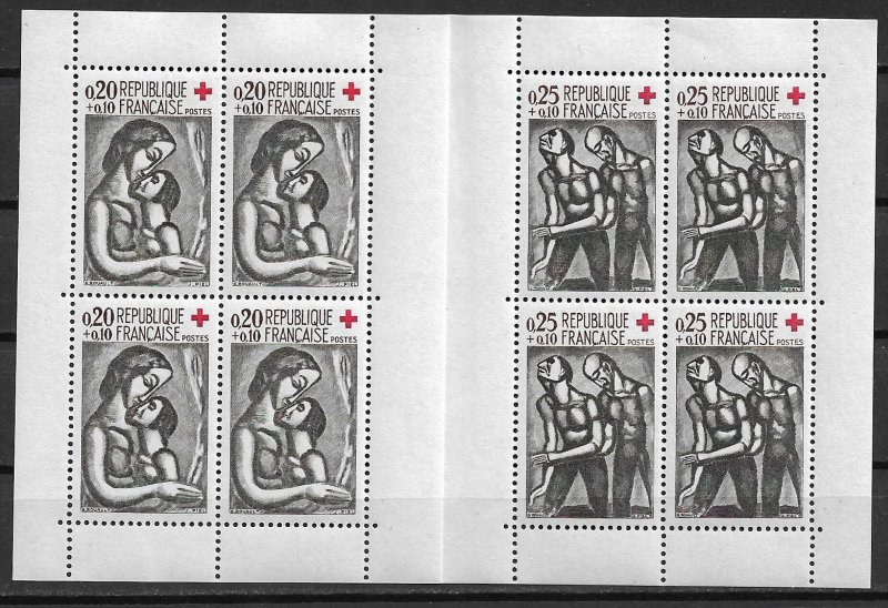 1961 France ScB356a Red Cross complete booklet pane of 8 MNH SCV$30.00