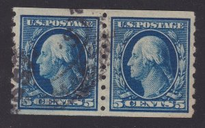 US 396 5c Washington Used Pair XF SCV $190