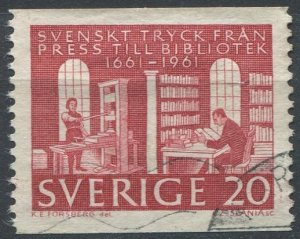 Sweden Sc#600 Used, 20o dk red, Library (1961)