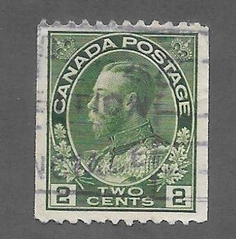 Canada Scott #133 Used 2c King George V Horizontal Coil  2018 CV $75.00