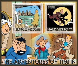 Stamps.Comic Adventures of Tintin 1+1 sheets perforated 2022 year Congo NEW