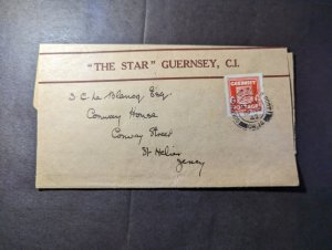 1942 England British Channel Islands Wrapper Cover Guernsey to St Helier Jersey