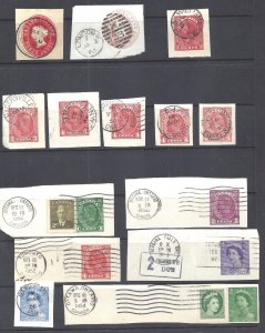 Canada SELECTION OF DATED TOWN CANCELS ON CUT SQUARES USED BS27914