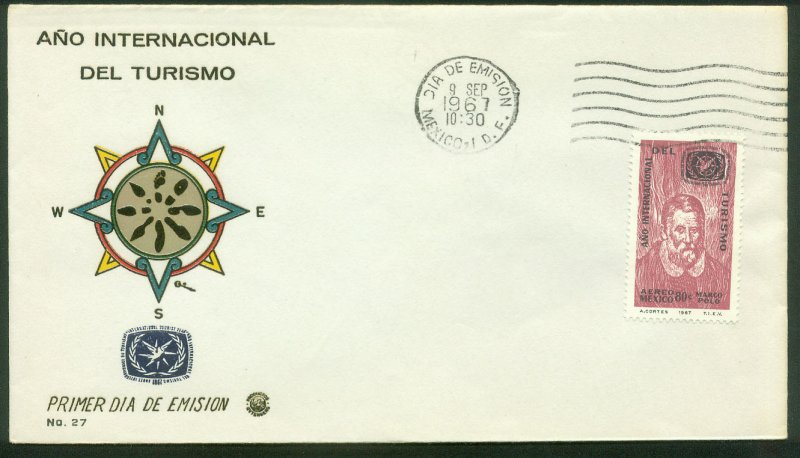 MEXICO C327, INTERNATIONAL TOURIST YEAR. FDC VF. (120)