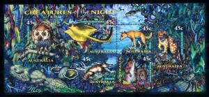 [73648] Australia 1997 Night Animals Owl Platypus Snake Souvenir Sheet MNH