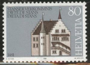 Switzerland Scott 708 MNH** 1981 stamp perf tip thins