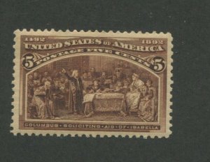 1893 United States Postage Stamp #234 Mint Never Hinged Disturbed Original gum