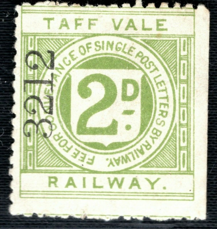 GB Wales *TAFF VALE RAILWAY* Letter Stamp 2d Mint MM ex TVR Collection WHITE95