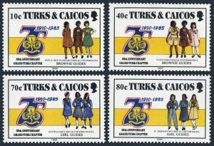 Turks & Caicos 705-709, MNH. Michel 772-775, Bl.64. Girl Guides, 1985. Uniforms.