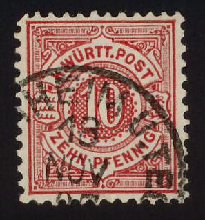 Wurttemberg Sc# 60  10pf Numeral - cancelled