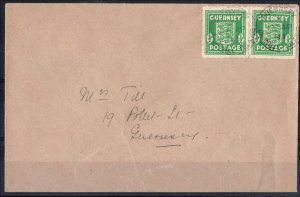 Guernsey 1941 Arms ½d x2 fine used on neat cover 7AP41 1st day cds
