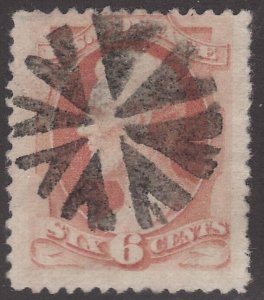 US Scott # 186 6c Lincoln Fancy Cancel Geometric