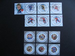 Hockey in Canada Sc 1838a-f, 1885a-f 2000, 2001 used full sets of 6 singles