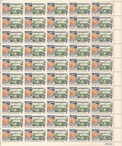 US Stamp - 1960 Water Conservation - 50 Stamp Sheet - Scott #1150