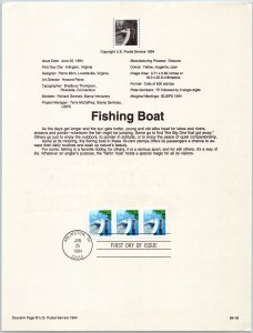 USPS SOUVENIR PAGE FISHING BOAT AT PIER 19c COIL STRIP OF (3) 1994