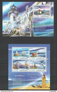 2015 Togo Marine Life Architecture Lighthouses Phares Kb+Bl ** Tg091