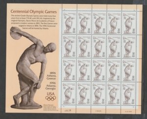 U.S. Scott #3087 Centennial Olympic Games - Atlanta - Mint NH Sheet - UR Plate