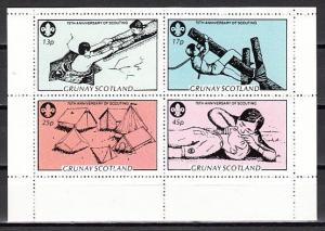 Grunay, Scotland Local. 1982 issue. Scout Anniversary on a sheet of 4