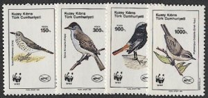 CYPRUS Turkish 1990 WWF Sc 273-76  Mint NH  VF CV $36.75  Birds