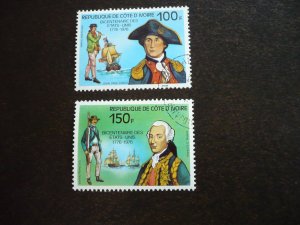 Stamps - Ivory Coast - Scott# 421, 423 - CTO Part Set of 2 Stamps