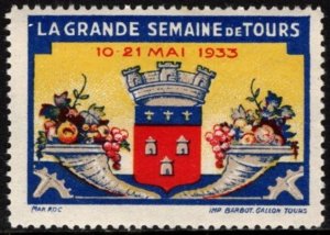 1933 France Poster Stamp La Grande Semaine de Tours May 10-21 MNH