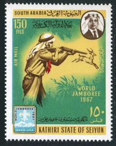 Aden Kathiri State Seiyun 141,Bl.8,MNH. Scouts World Jamboree,Idaho-1967.Gazelle