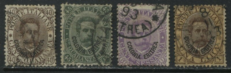Colonia Eritrea overprinted on Italy 1892 40 centesimi to 1 lira used