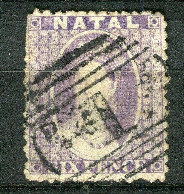 NATAL; 1863 early classic QV issue fine used 6d. value