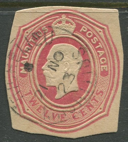 STAMP STATION PERTH Mauritius # Piece from Card Embossed Used