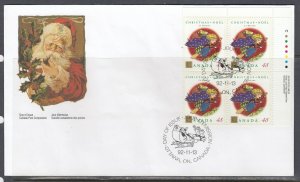 Canada Scott 1453 UR Pl Blk FDC - Christmas 1992