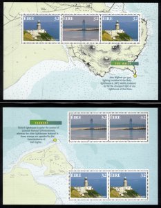 IRELAND 1997 Lighthouses Booklet Panes; Scott 1073a-b, 1075a-b; MNH